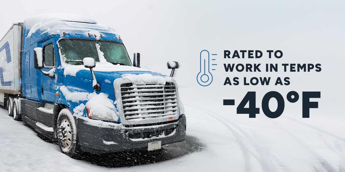 IdleX eAPU - Semi Truck driving in the snow - Rated to work in temps as low as -40 degrees fahrenheit.